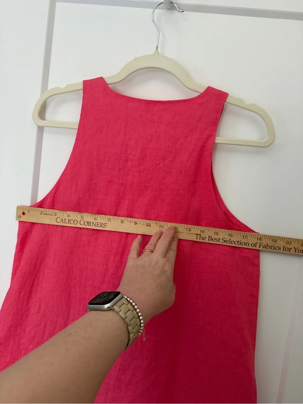 STAUD Allori Dress 100% Linen Size Med Paradise Coral Pink Pearl New! - Picture 9 of 10